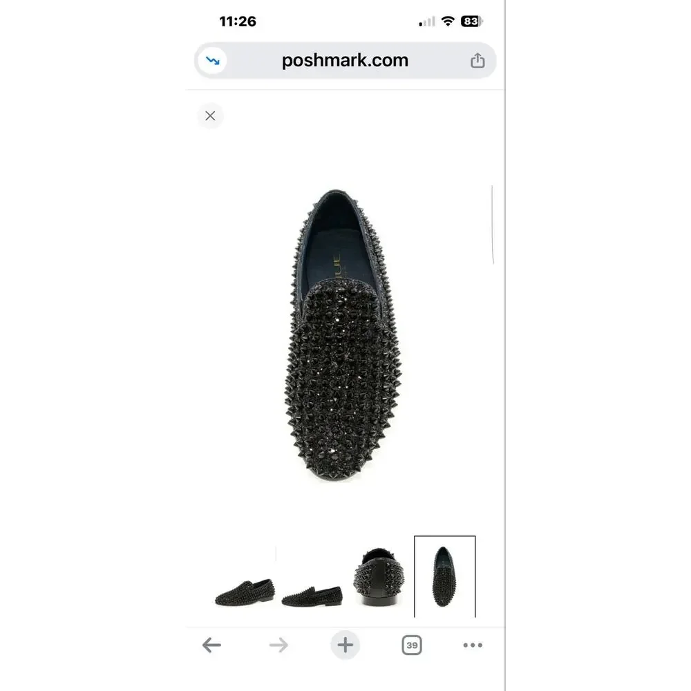 Jump New York Luxor Loafers-Men Sz 12-Glitter Pointed Black Spikes